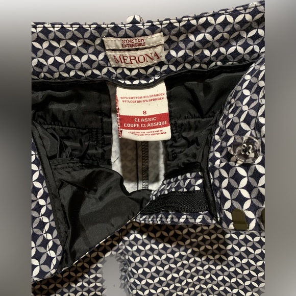 Merona Women’s S8 Navy and White Patterned Dress Pants - Picture 4 of 8